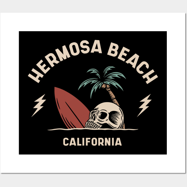 Vintage Surfing Hermosa Beach, Florida Wall Art by SLAG_Creative